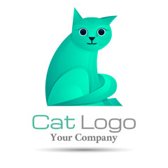 Stylized silhouette cat Volume Logo Colorful. 3d Vector Design. Corporate identity