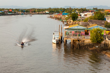 Fototapeta premium Boats and local fishing town