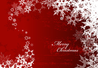 Abstract background with snowflakes and Merry Christmas text.