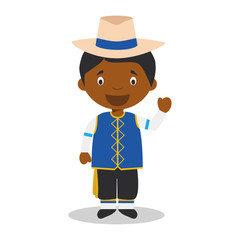 Character from Barbados dressed in the traditional way Vector Illustration. Kids of the World Collection.