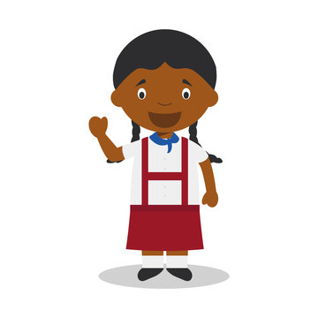 Character from Cuba dressed in the traditional way Vector Illustration. Kids of the World Collection.