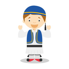 Character from Greece dressed in the traditional way as a Sirtaki dancer. Vector Illustration. Kids of the World Collection.