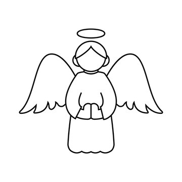Christmas angel thin line icon