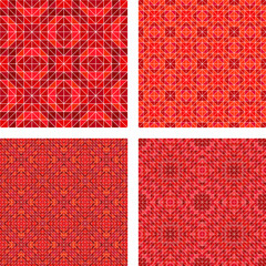 Red seamless mosaic pattern design background set