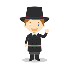 Character from Latvia dressed in the traditional way Vector Illustration. Kids of the World Collection.