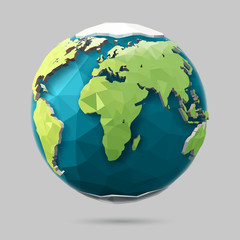 Vector low poly earth illustration. Polygonal globe icon. - obrazy, fototapety, plakaty