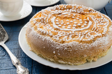 Delicious homemade cake with nectarines