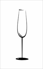 sketch of isolated empty champagne glass
