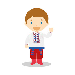 Character from Ukraine dressed in the traditional way Vector Illustration. Kids of the World Collection.
