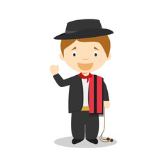 Character from Uruguay dressed in the traditional way as a gaucho. Vector Illustration. Kids of the World Collection.