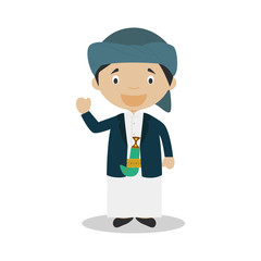 Character from Yemen dressed in the traditional way Vector Illustration. Kids of the World Collection.