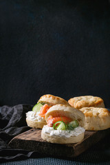 Cheese scones with salmon