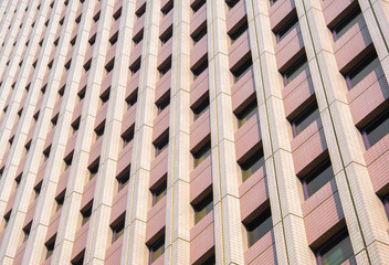 Taipei, Taiwan- Pink modern building facade.