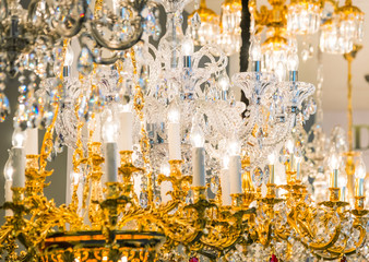 Detail of modern elegant chandeliers