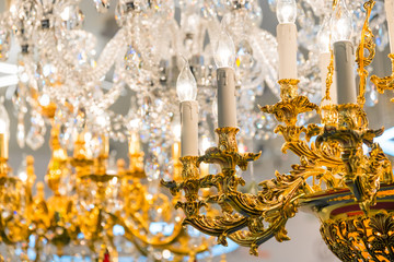 Detail of modern elegant chandeliers