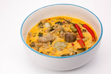 Hot Thai curry with Grind meat in coconut milk and red chilli ,
