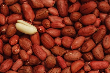 Obraz premium dry peanut photo, raw red groundnut background