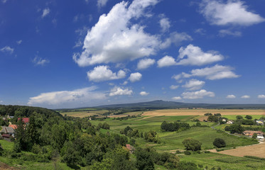 Fototapeta na wymiar The Mount Kab viewed from Kinizsi Fortress of Nagyvazsony, Hungary