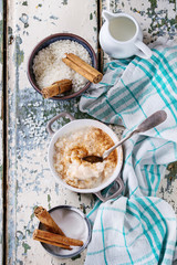 Ingredients for making rice pudding