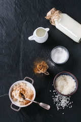 Obraz na płótnie Canvas Ingredients for making rice pudding