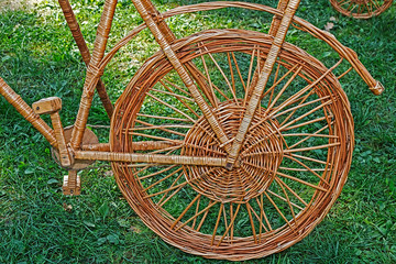 Detail of decorative bike made from twigs