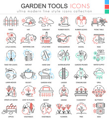 Vector Garden tools ultra modern color outline line icons for apps and web design.