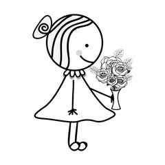 girl child holding roses icon image vector illustration design 