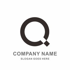 Monogram Letter Q Simple Circle Corner Pixel Business Company Stock Vector Logo Design Template