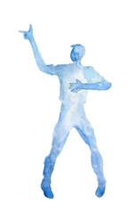 Fototapeta na wymiar Isolated watercolor dancer. on white background. Dance pose. Healthy lifestyle and getting energy.