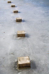 steppingstone on ice water