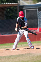 High school baseball player batting