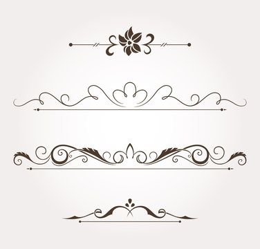 Set of floral design elements and page decoration. Vector illustration