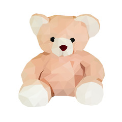 polygon bear doll small. low poly illustration. polygonal animal little bear isolated on white