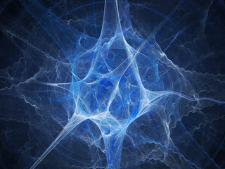 Blue glowing neuron fractal abstract background