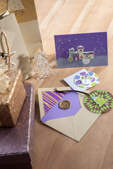 christmas message gift card and gift box