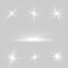 Glow light effect. Star burst . illustration. Set