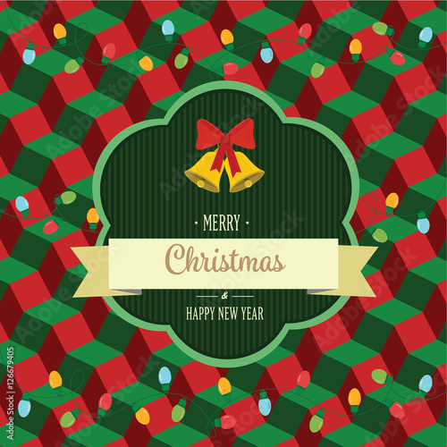 &quot; illustration of new year and Christmas card in vintage style