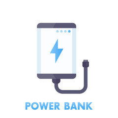 power bank icon in flat style isolated on white, vector illustration