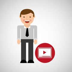 happy man icon play social network design vector illustration eps 10