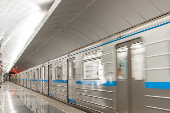 Subway train at metro station