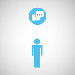 silhouette man bubble speech social network design vector illustration eps 10