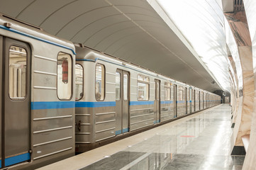 Subway train at metro station