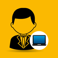 laptop icon character man social media vector illustration eps 10