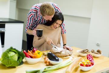 Young couple in the kitchen