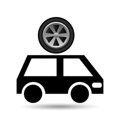 cartoon van car wheel icon design vector illustration eps 10