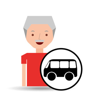 Cartoon Man Elder Icon Mini Bus Graphic Vector Illustration Eps 10