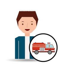 man cartoon firetruck icon graphic vector illustration eps 10