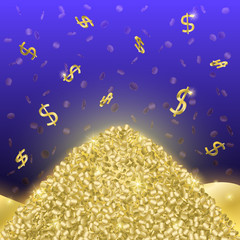 Fototapeta na wymiar Banner with a pile of gold