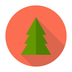 Christmas tree long shadow icon. Fir vector illustration.