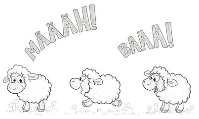 Fototapeta premium Illustration von drei niedlichen Schafen